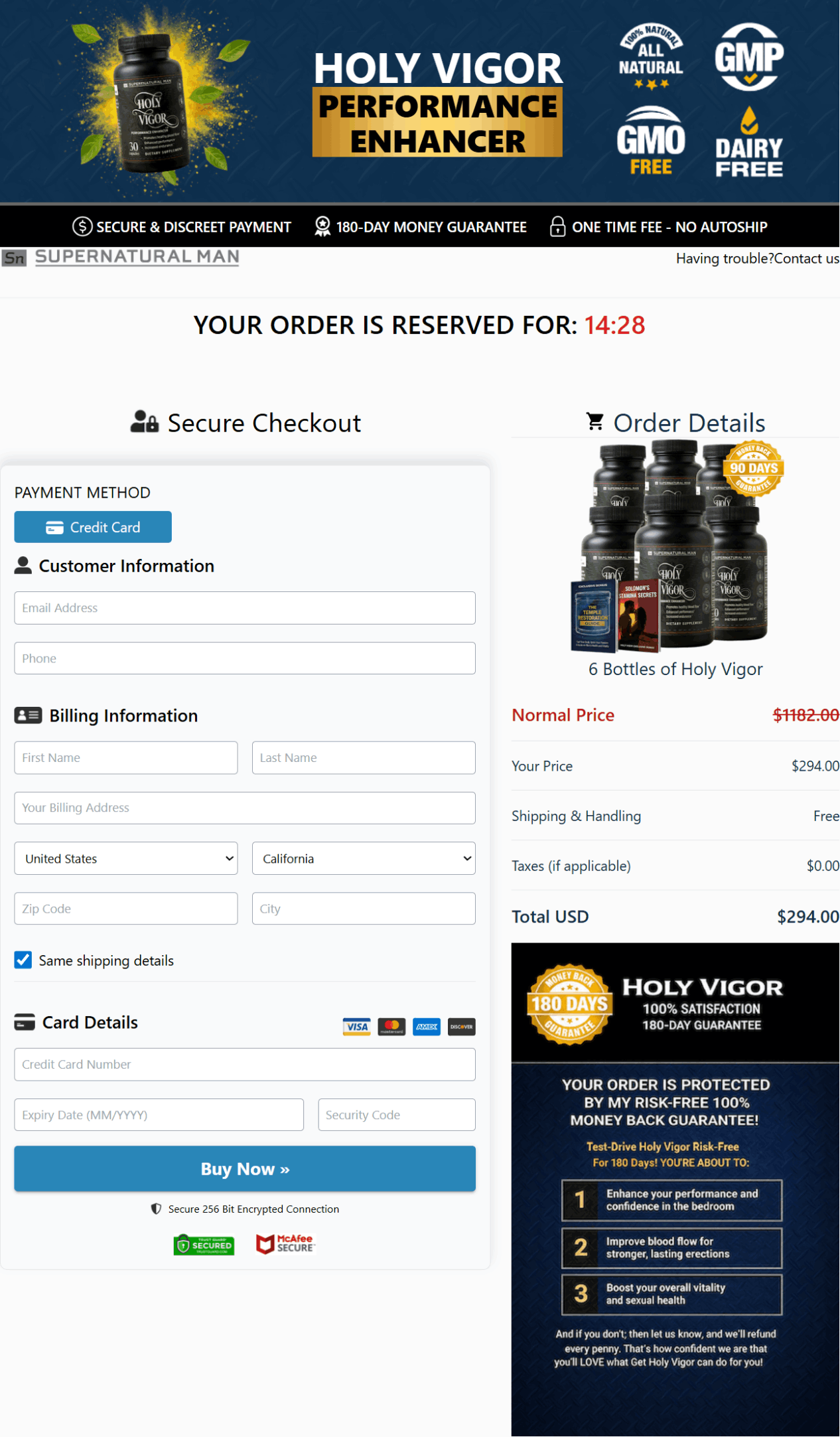 Holy Vigor secure checkout